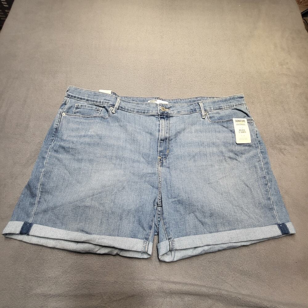 Signature Levis Jean Shorts New Womens 24 Blue Mid Rise Stretch Rolled Cuff